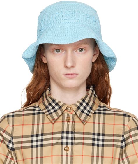 Burberry: Blue Logo Bucket Hat 